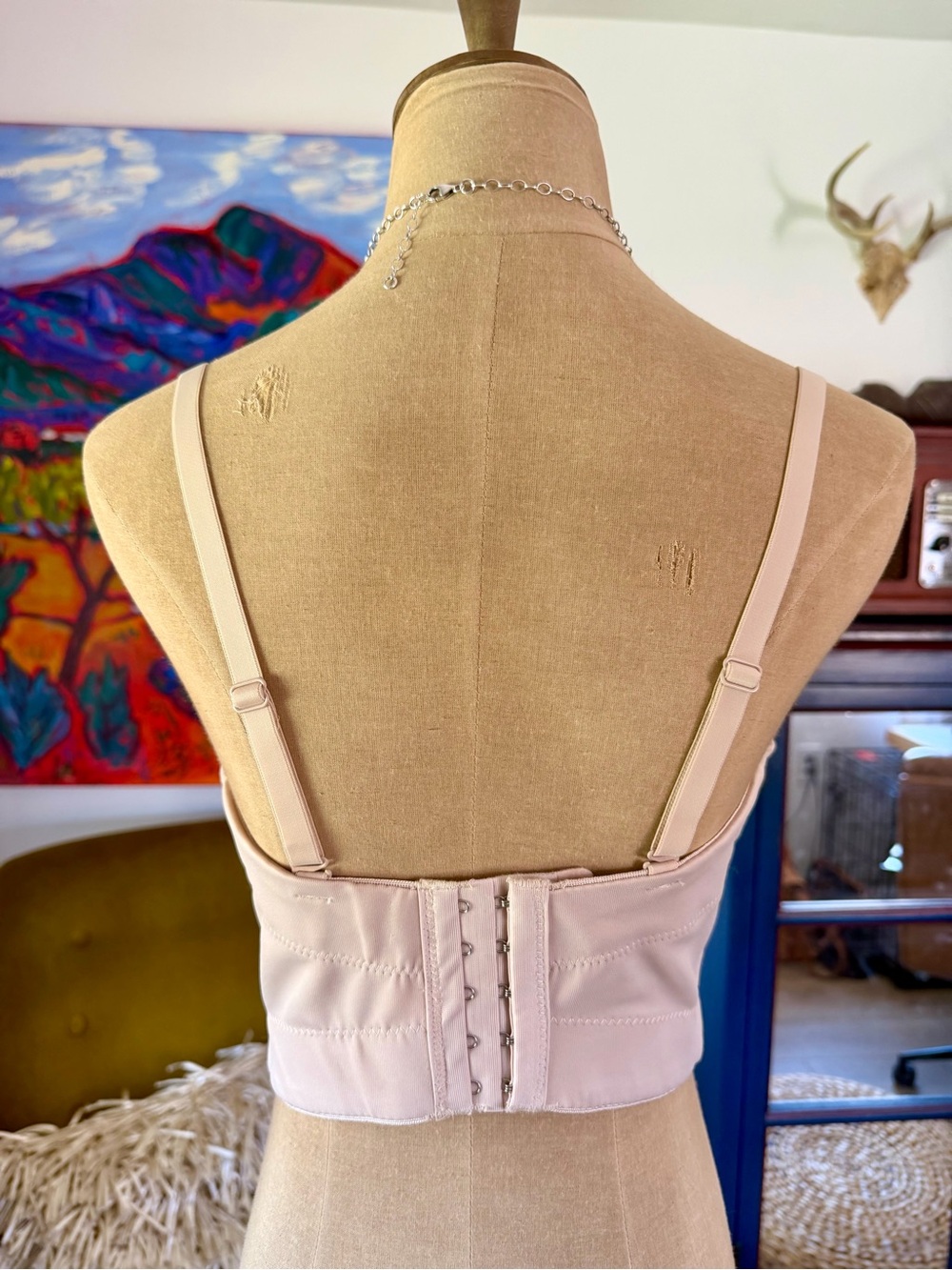 Delicate Blush Floral Appliqué Bustier Top - Picture 7 of 12